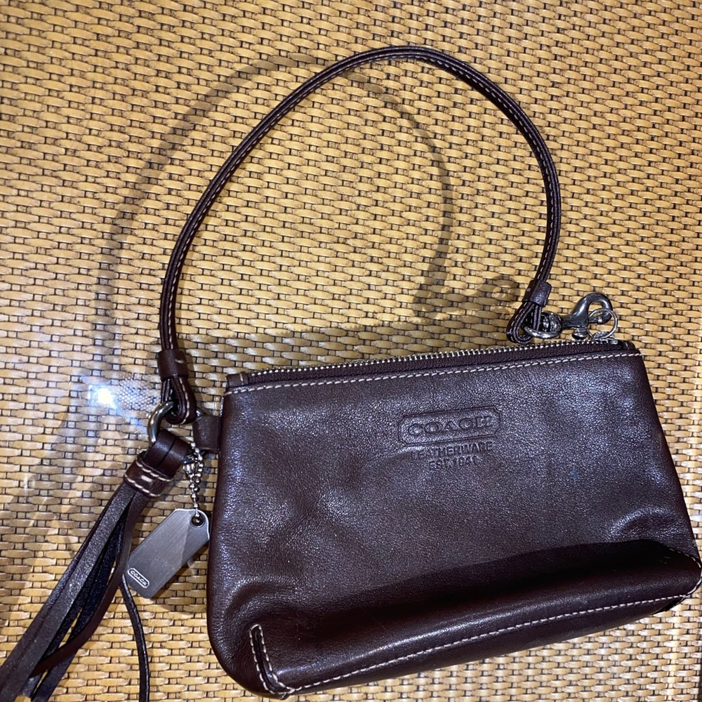 Coach brown wristlet